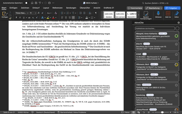 AdvoCite Add-In Screenshot