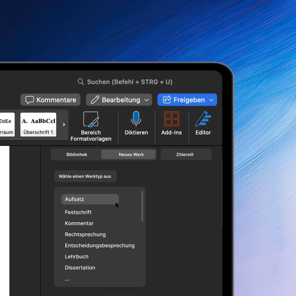 Juristische Quellentypen in AdvoCite